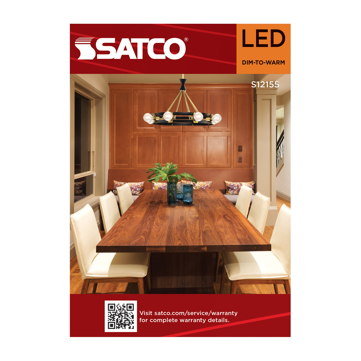 8 Watt LED G40 - 3000K-2000K Warm Dimming - Medium Base - Clear Finish