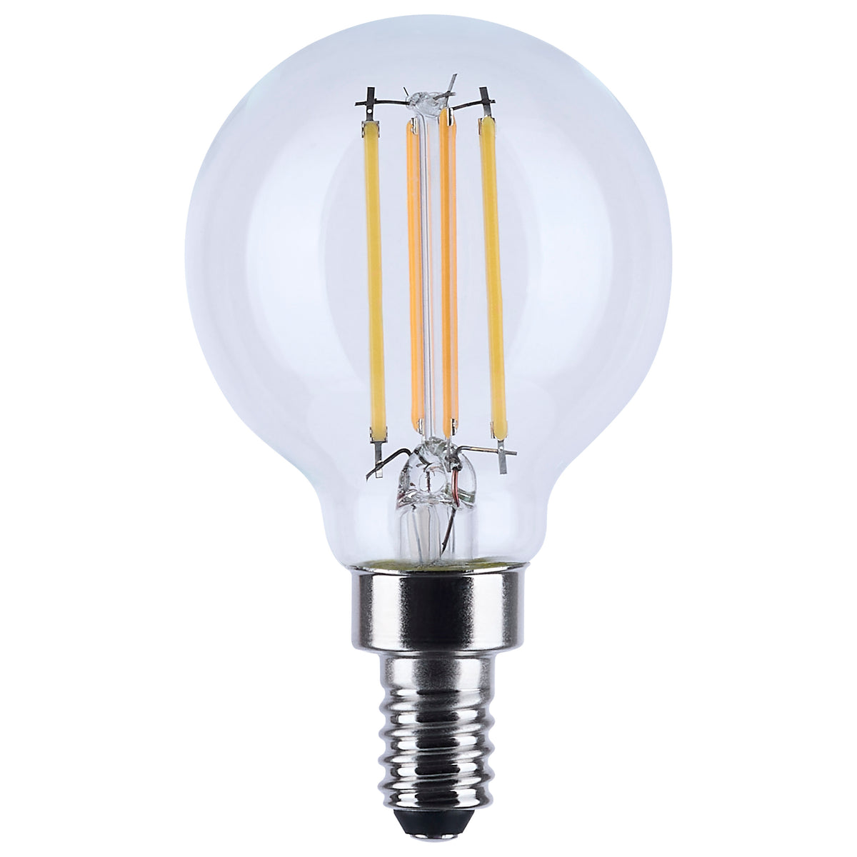 4.5 Watt LED G16.5 - 3000K-2000K Warm Dimming - Candelabra Base - Clear Finish bulb or fixture view