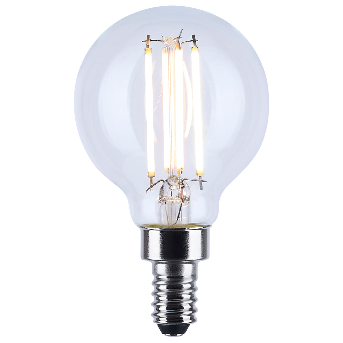 4.5 Watt LED G16.5 - 3000K-2000K Warm Dimming - Candelabra Base - Clear Finish