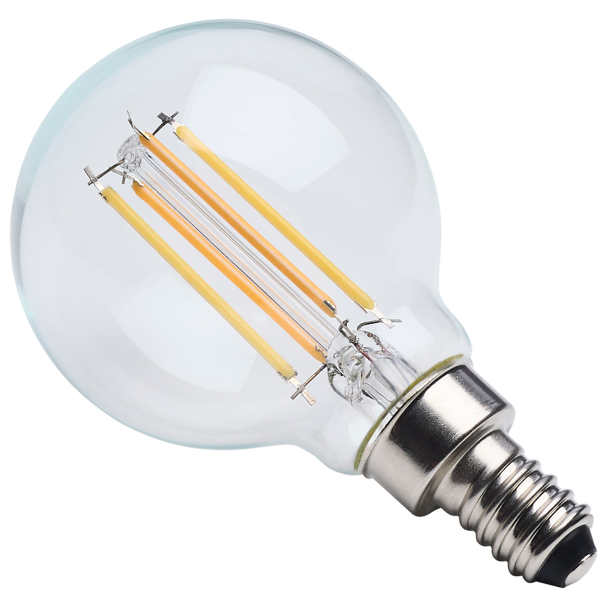 4.5 Watt LED G16.5 - 3000K-2000K Warm Dimming - Candelabra Base - Clear Finish