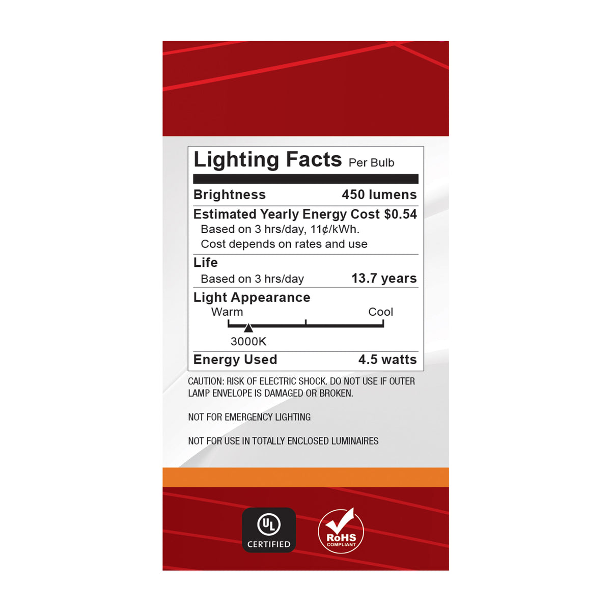 4.5 Watt LED A15 - 3000K-2000K Warm Dimming - Medium Base - Clear Finish