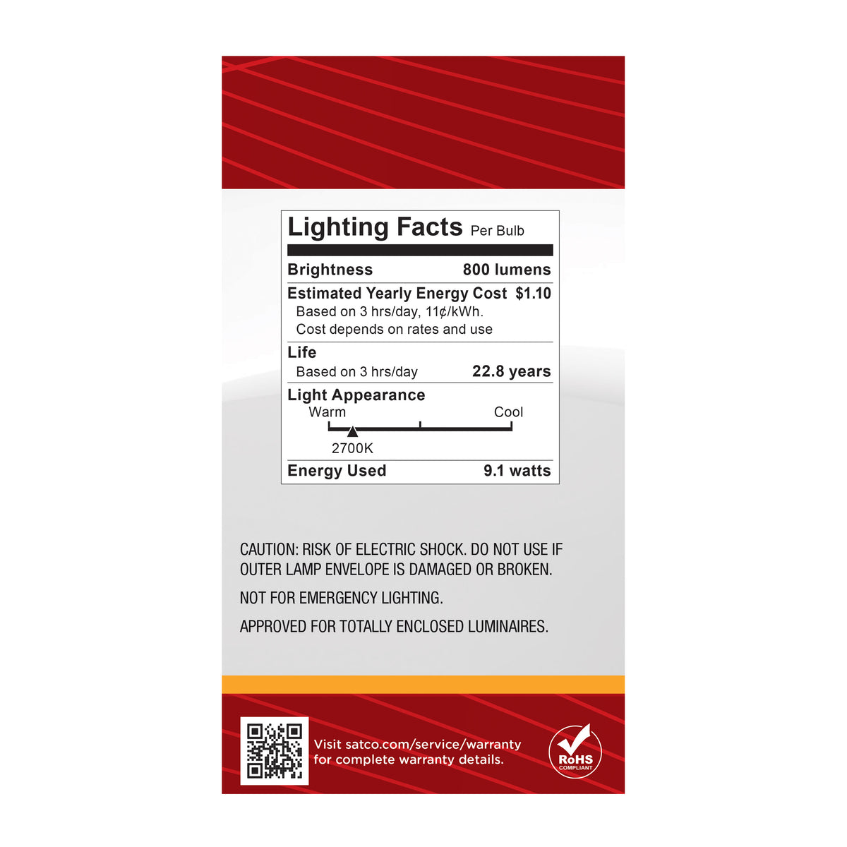 9.1 Watt A19 LED - 2700K CCT - Medium Base - White Finish - 12V-24VAC - 12V-34VDC