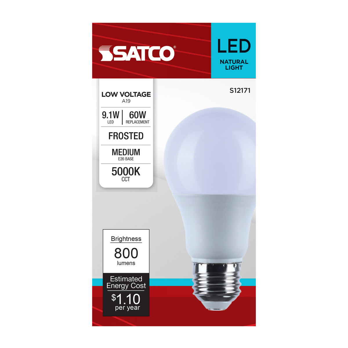 9.1 Watt A19 LED - 5000K CCT - Medium Base - White Finish - 12V-24VAC - 12V-34VDC
