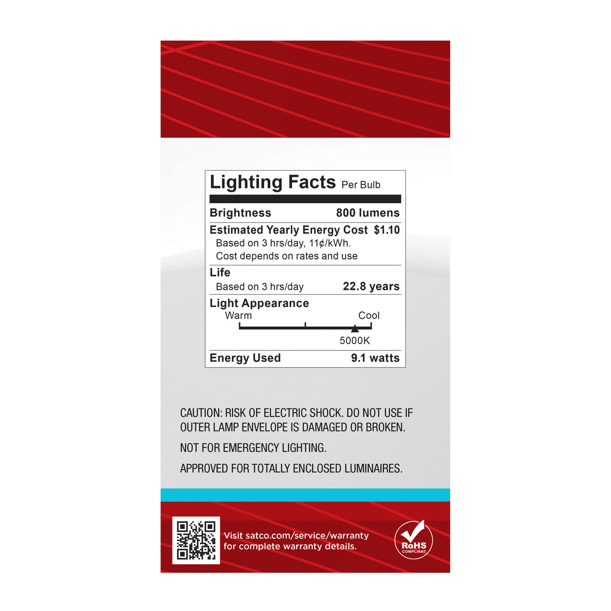 9.1 Watt A19 LED - 5000K CCT - Medium Base - White Finish - 12V-24VAC - 12V-34VDC
