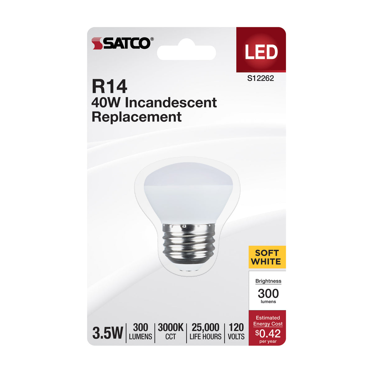 3.5 Watt - R14 LED - Medium Base - 3000K CCT - Frost Finish - 120 Volt