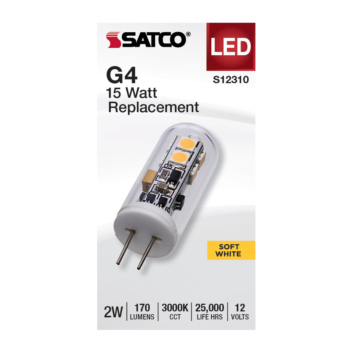 2 Watt T4 LED - Clear Finish - Bi Pin G4 Base - 3000K - 12 Volt