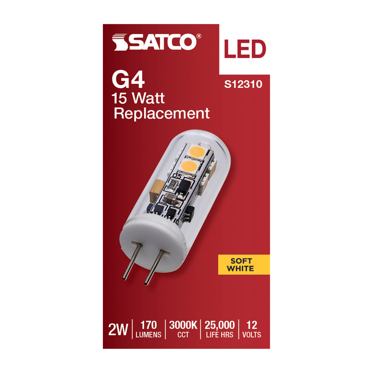 2 Watt T4 LED - Clear Finish - Bi Pin G4 Base - 3000K - 12 Volt