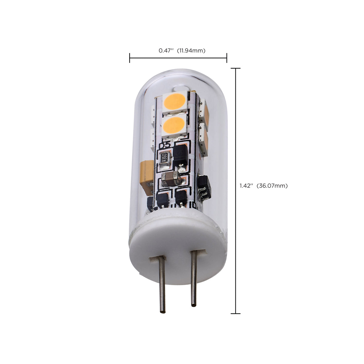 2 Watt T4 LED - Clear Finish - Bi Pin G4 Base - 3000K - 12 Volt