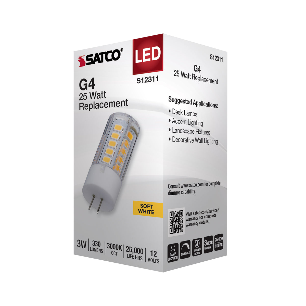 3 Watt T5 LED - Clear Finish - Bi Pin G4 Base - 3000K - 12 Volt