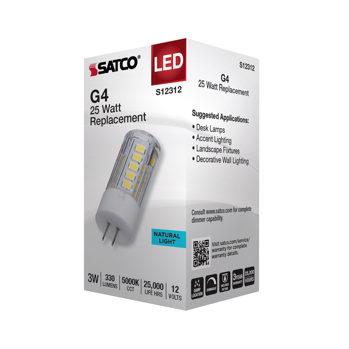 3 Watt T5 LED - Clear Finish - Bi Pin G4 Base - 5000K - 12 Volt