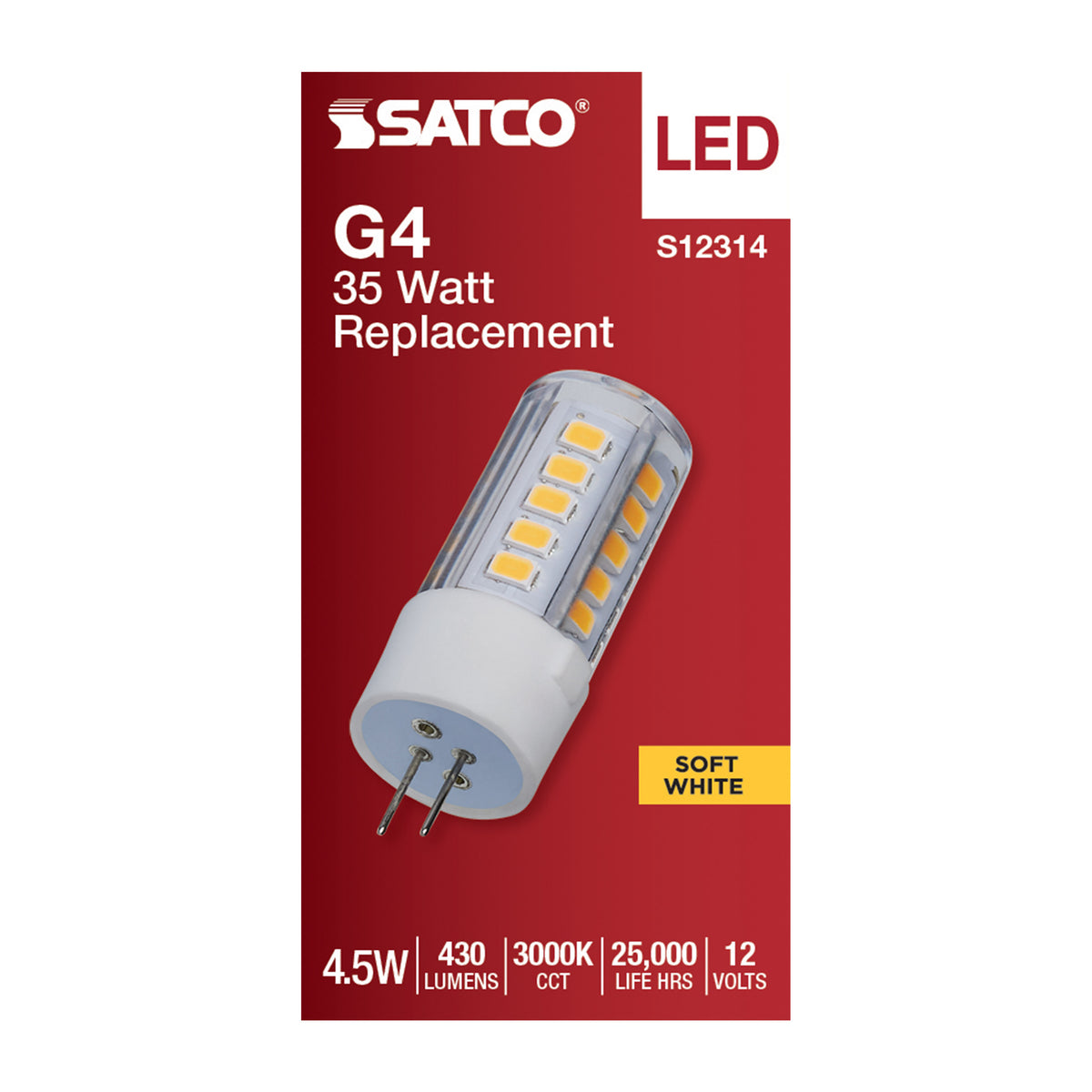 4.5 Watt T6 LED - Clear Finish - Bi Pin G4 Base - 3000K - 12 Volt