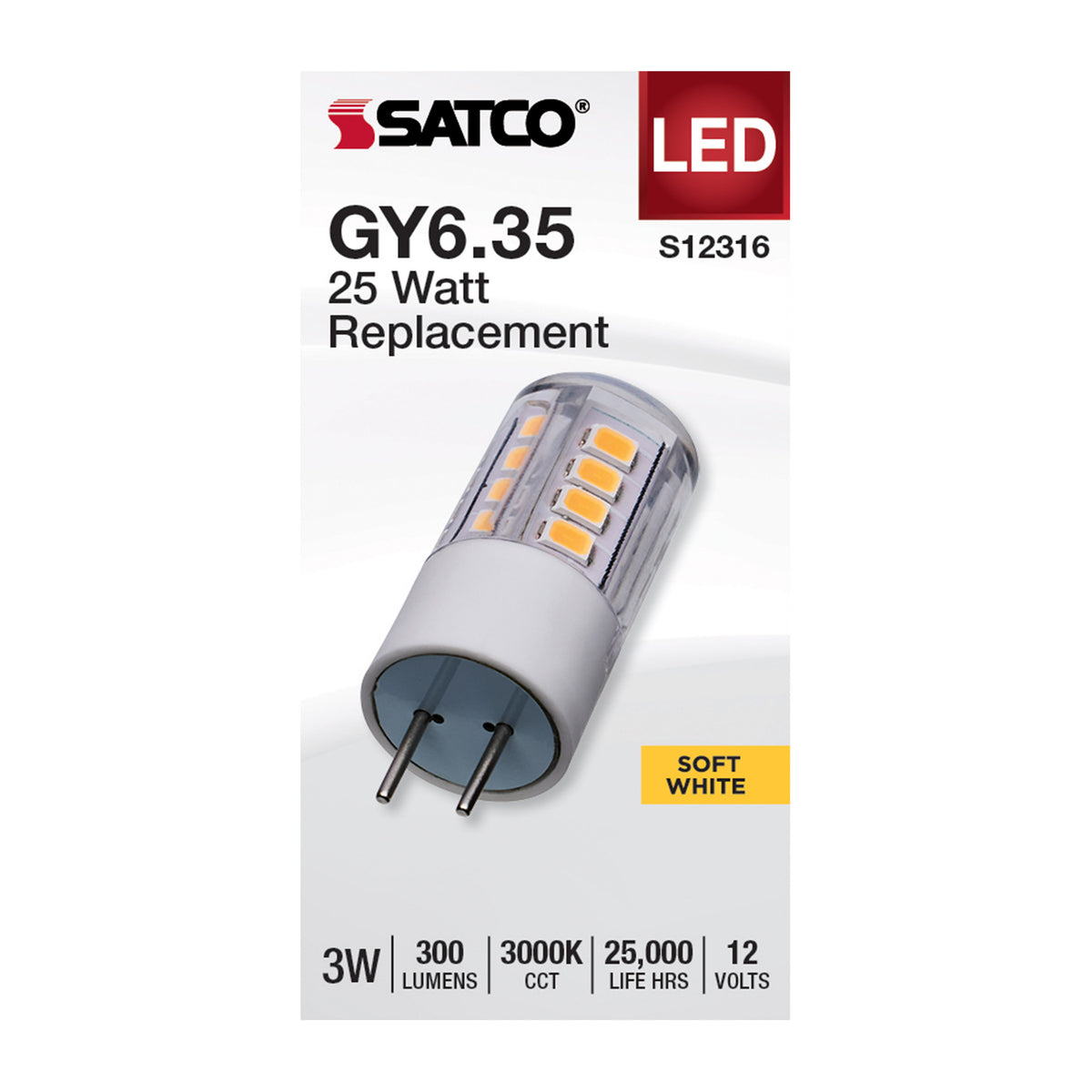 3 Watt T5 LED - Clear Finish - GY6.35 Base - 3000K - 12 Volt
