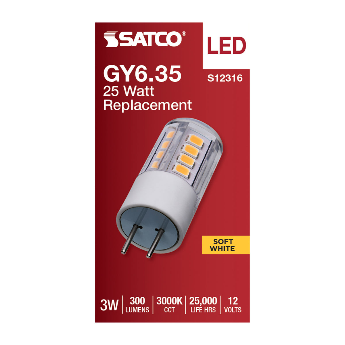3 Watt T5 LED - Clear Finish - GY6.35 Base - 3000K - 12 Volt