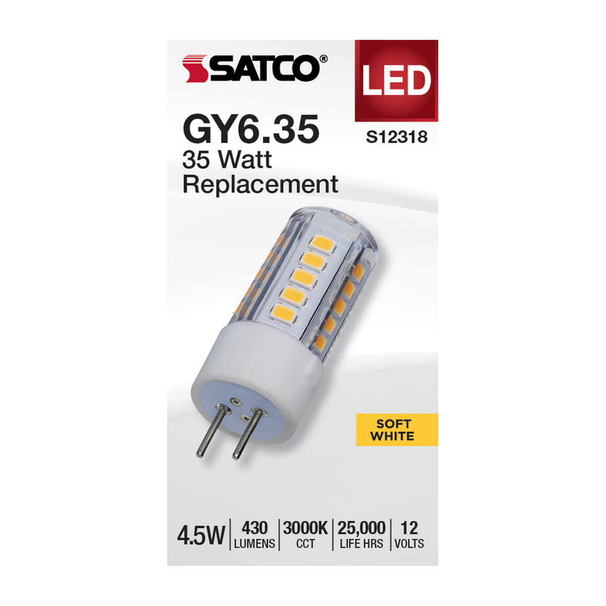 4.5 Watt T6 LED - Clear Finish - GY6.35 Base - 3000K - 12 Volt
