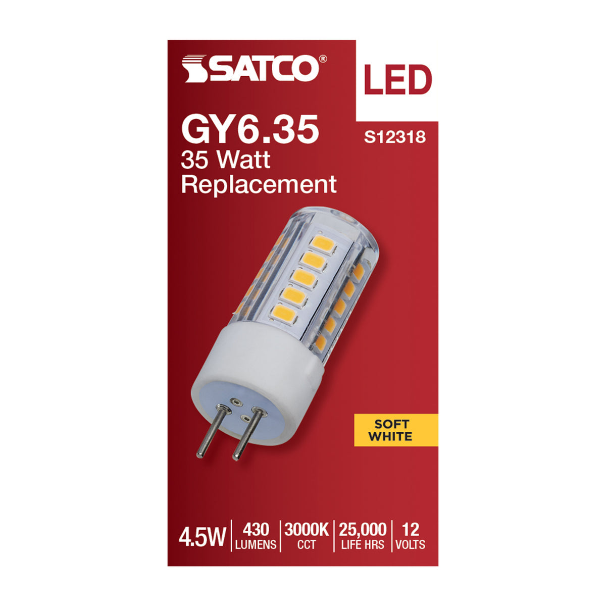 4.5 Watt T6 LED - Clear Finish - GY6.35 Base - 3000K - 12 Volt