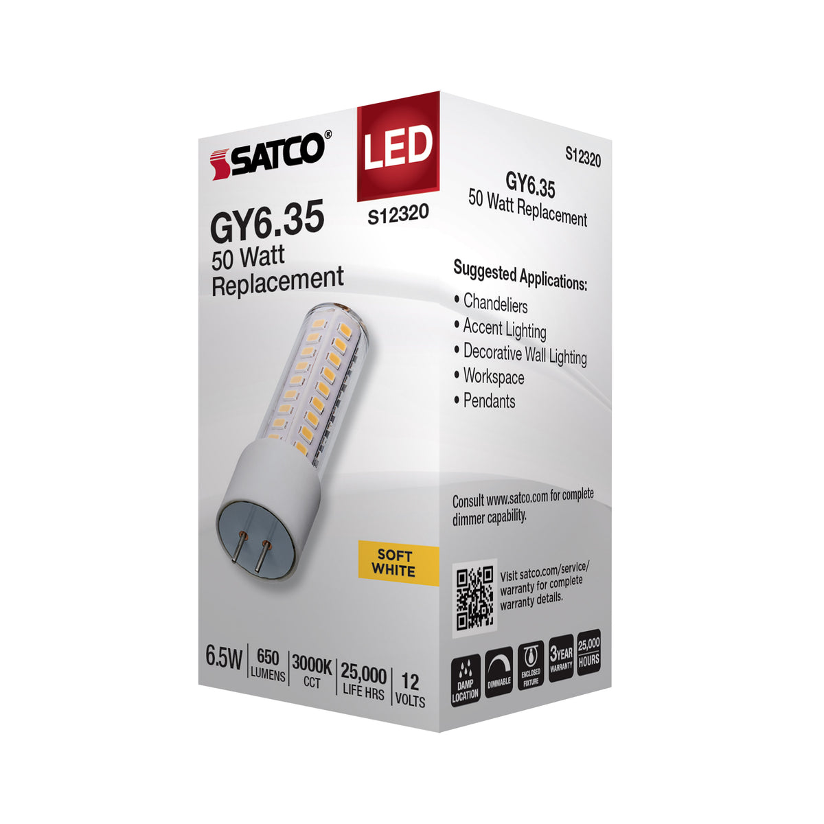 6.5 Watt T6 LED - Clear Finish - GY6.35 Base - 3000K - 12 Volt