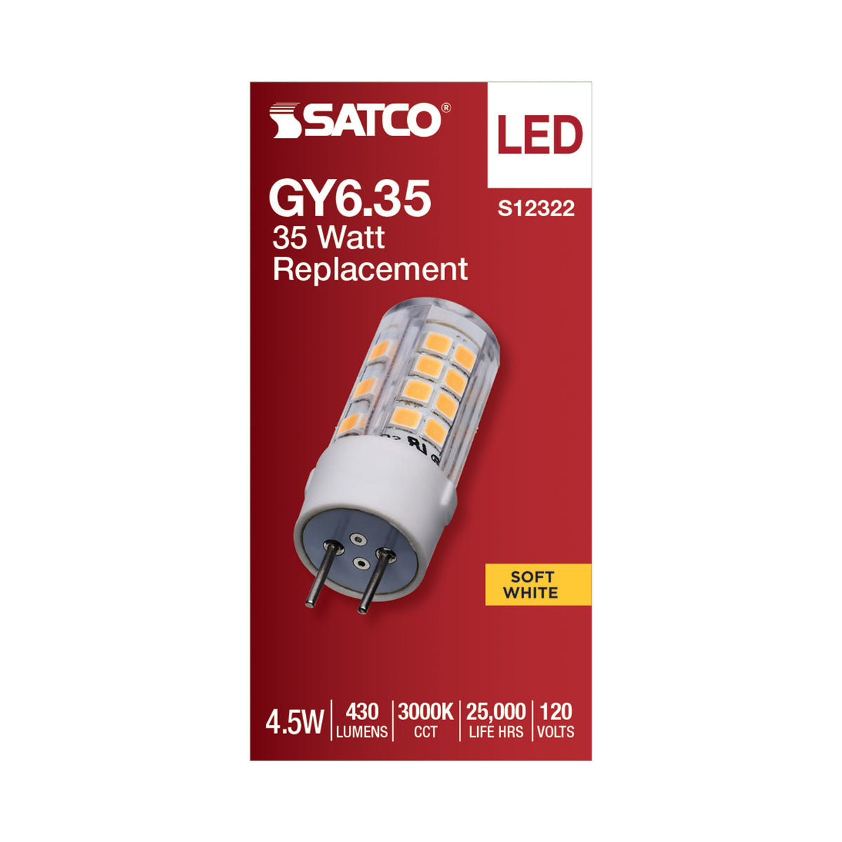 4.5 Watt T6 LED - Clear Finish - GY6.35 Base - 3000K - 120 Volt