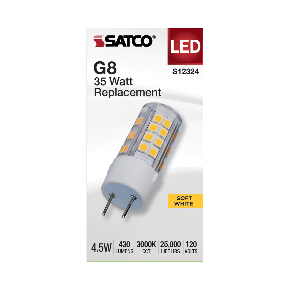 4.5 Watt T6 LED - Clear Finish - G8 Base - 3000K - 120 Volt
