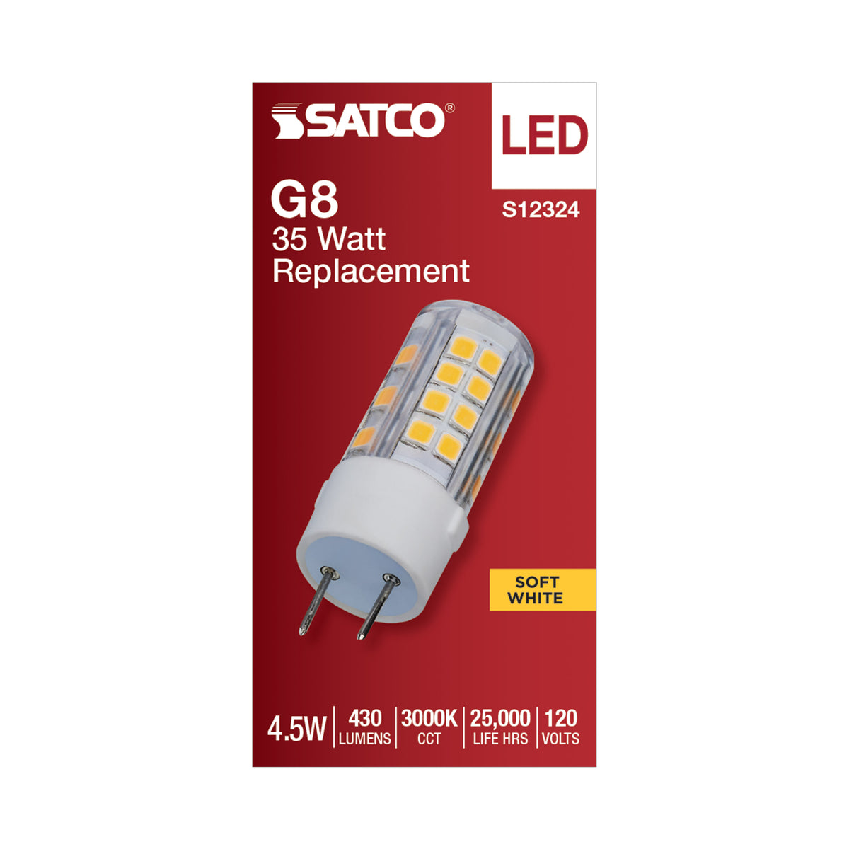 4.5 Watt T6 LED - Clear Finish - G8 Base - 3000K - 120 Volt