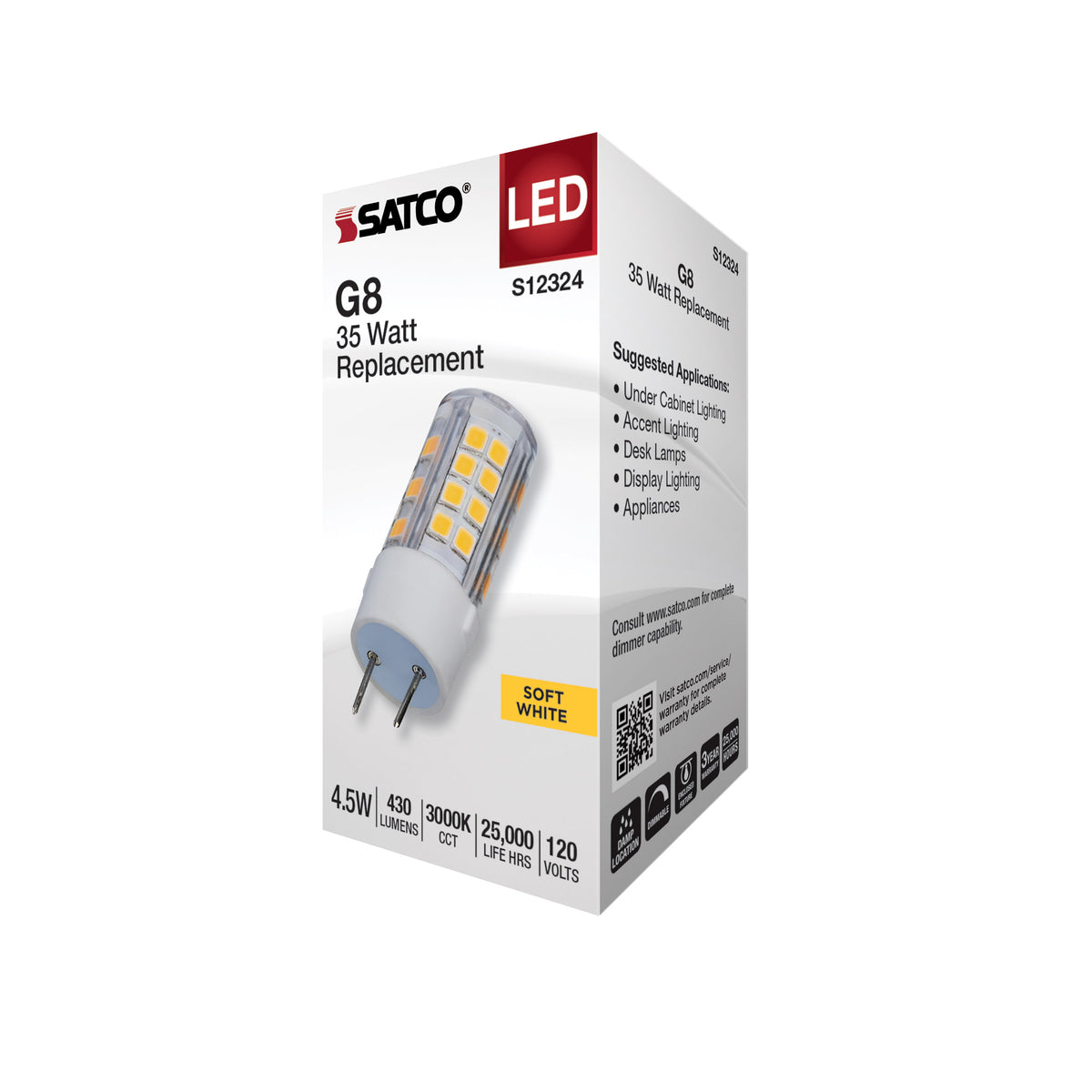 4.5 Watt T6 LED - Clear Finish - G8 Base - 3000K - 120 Volt