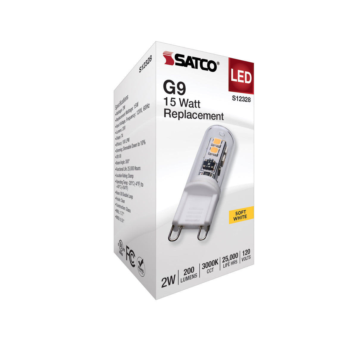 2 Watt T4 LED - Clear Finish - G9 Base - 3000K - 120 Volt