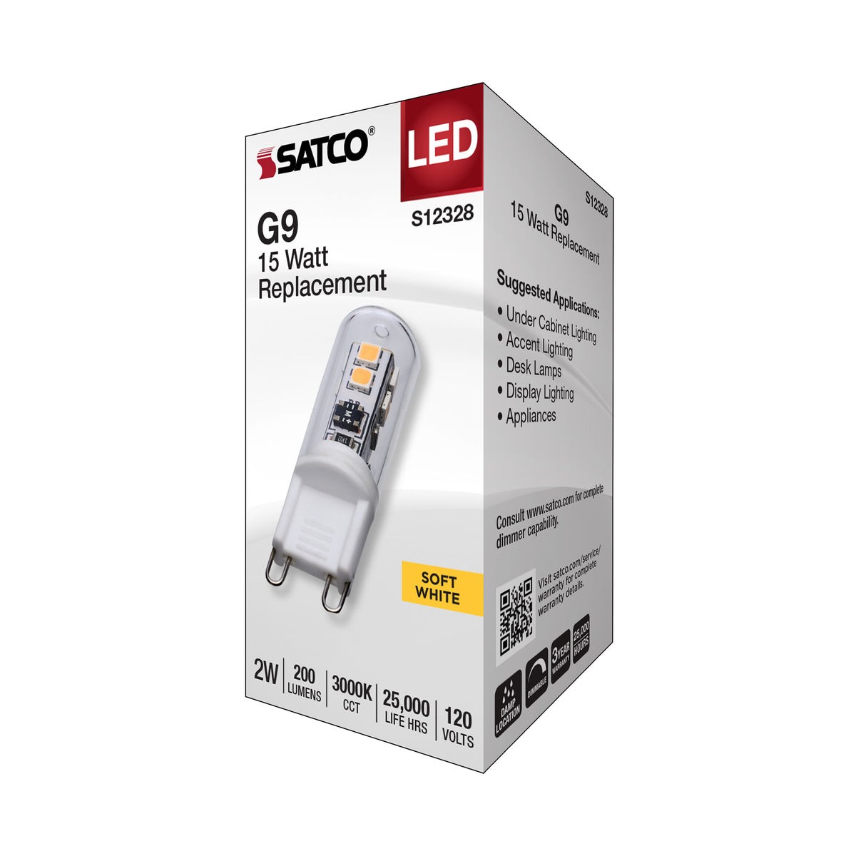 2 Watt T4 LED - Clear Finish - G9 Base - 3000K - 120 Volt
