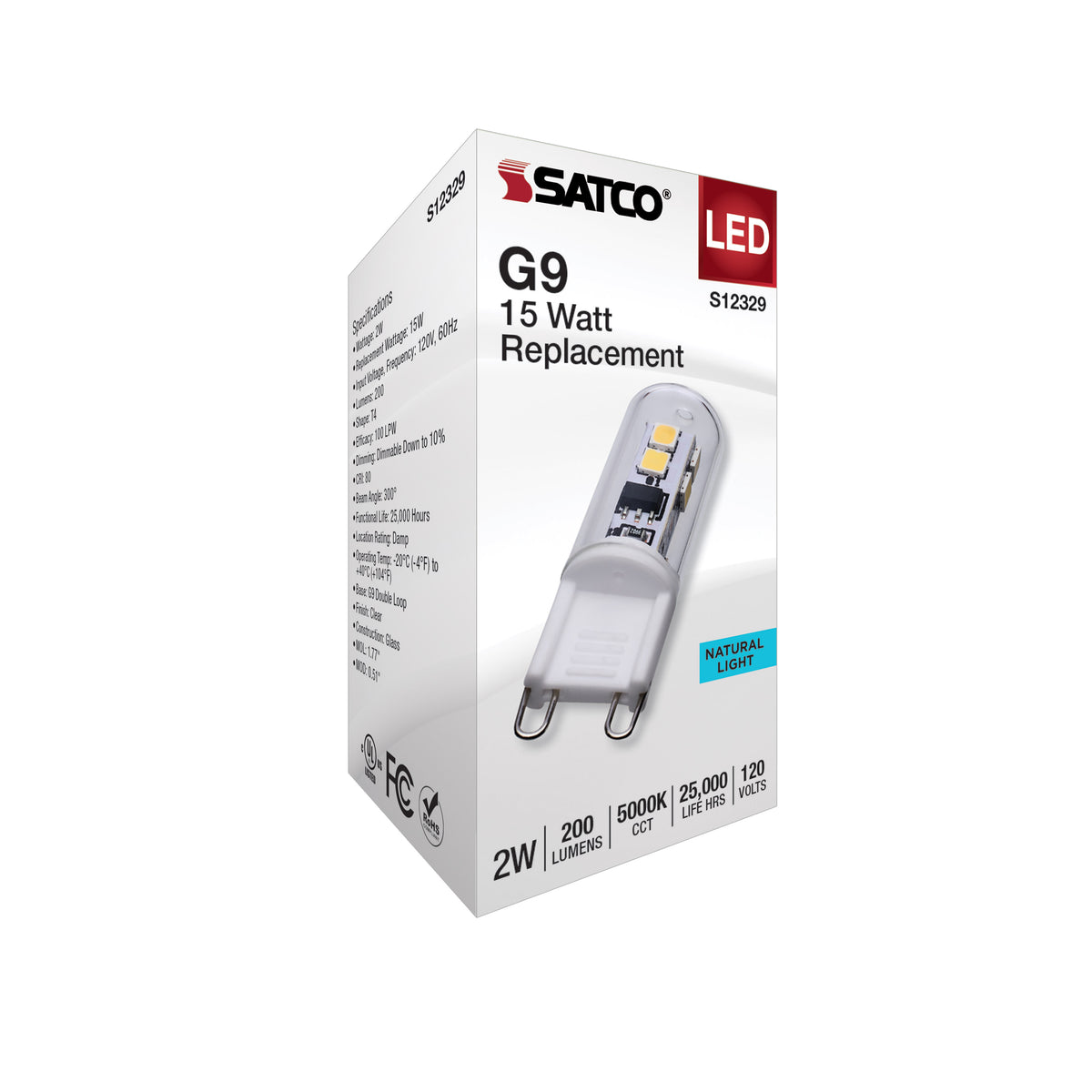 2 Watt T4 LED - Clear Finish - G9 Base - 5000K - 120 Volt