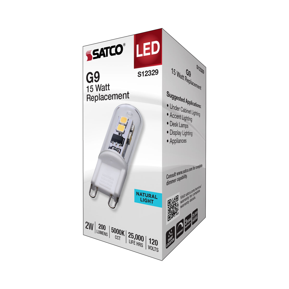 2 Watt T4 LED - Clear Finish - G9 Base - 5000K - 120 Volt