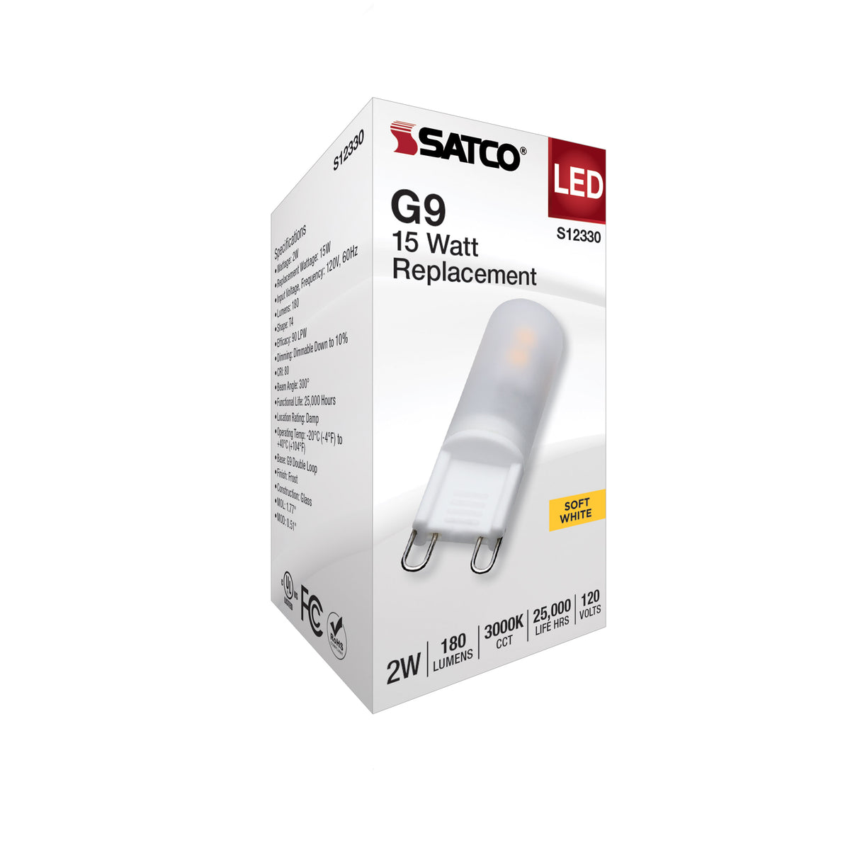 2 Watt T4 LED - Frost Finish - G9 Base - 3000K - 120 Volt