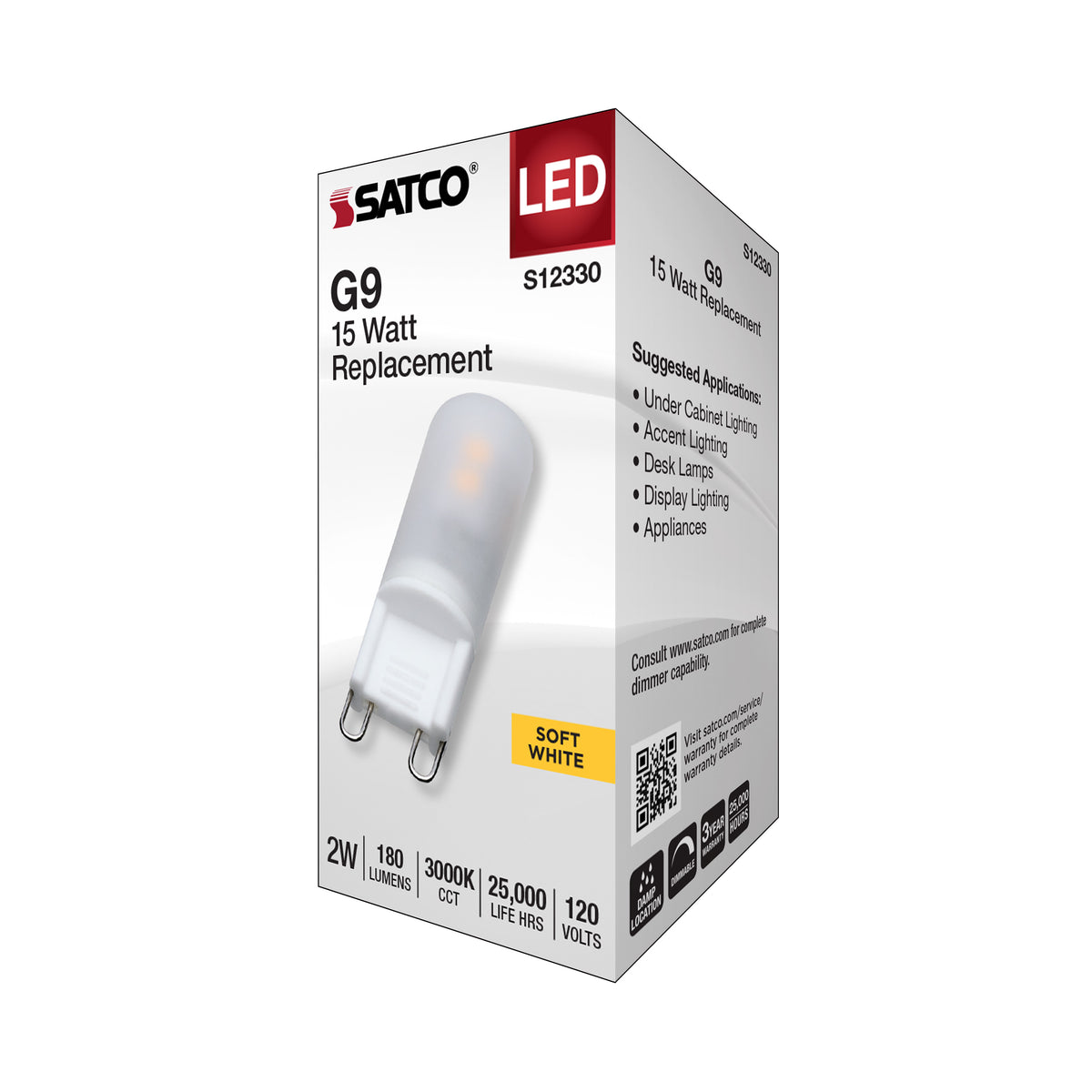 2 Watt T4 LED - Frost Finish - G9 Base - 3000K - 120 Volt