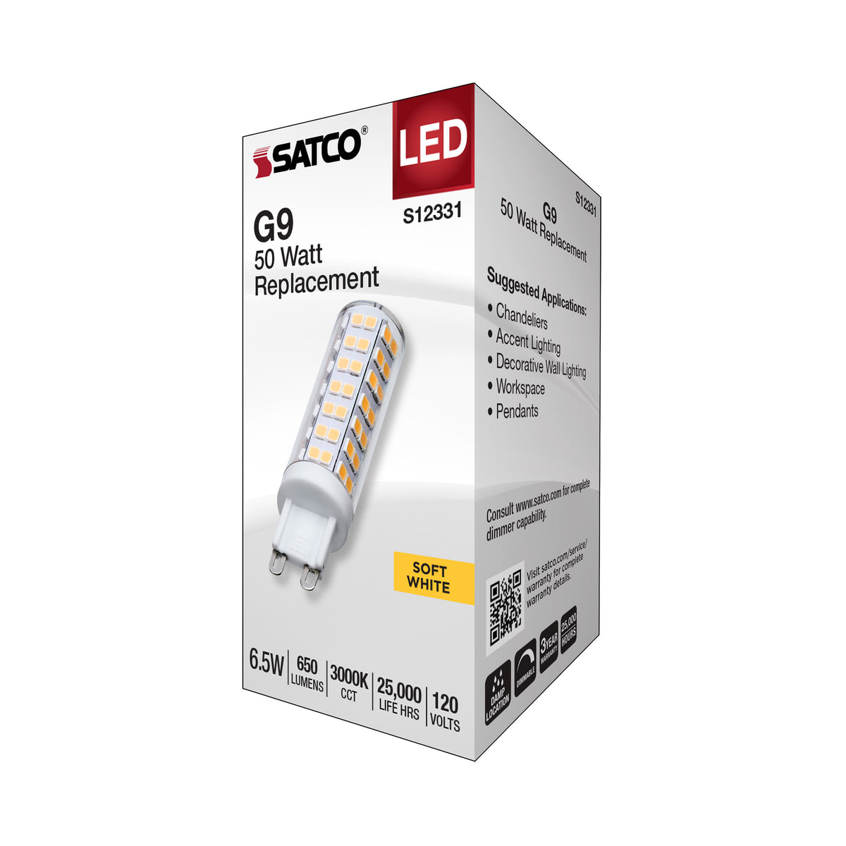 6.5 Watt T6 LED - Clear Finish - G9 Base - 3000K - 120 Volt