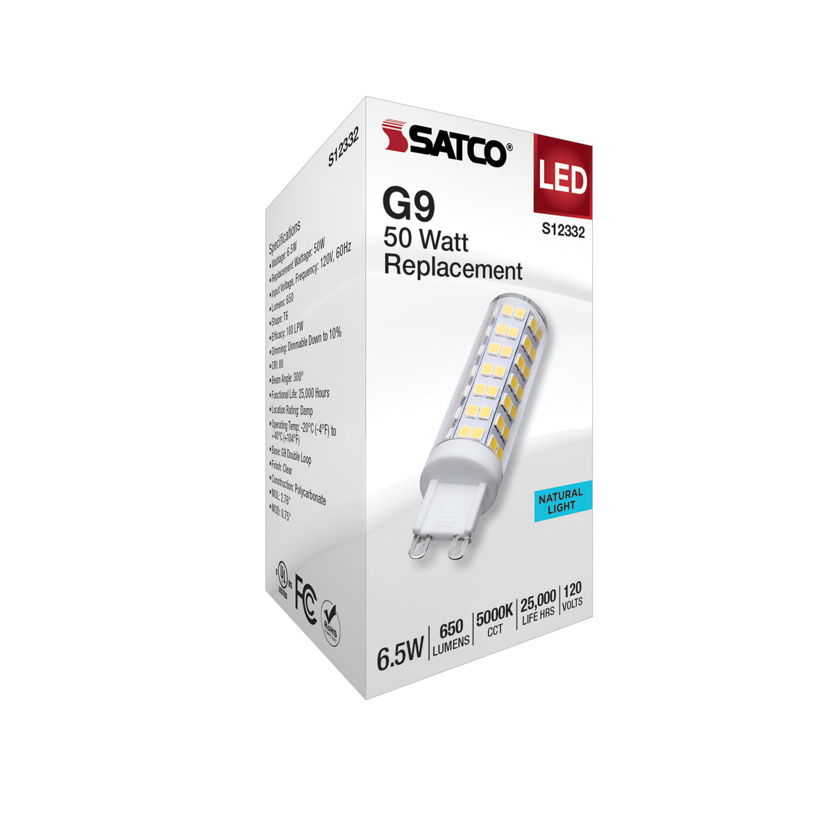 6.5 Watt T6 LED - Clear Finish - G9 Base - 5000K - 120 Volt