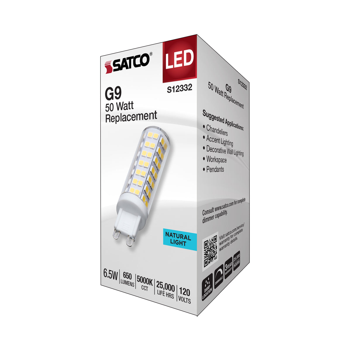 6.5 Watt T6 LED - Clear Finish - G9 Base - 5000K - 120 Volt