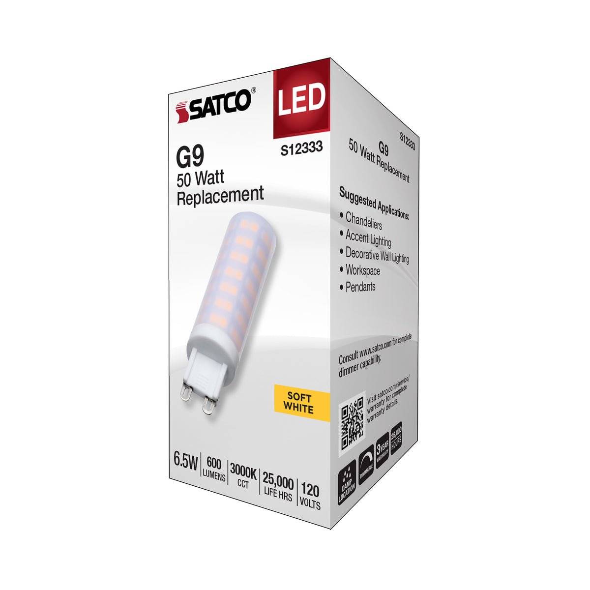 6.5 Watt T6 LED - Frost Finish - G9 Base - 3000K - 120 Volt