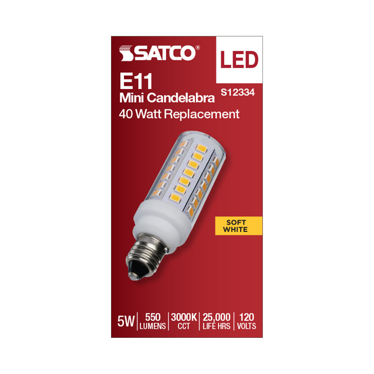 5 Watt T6 LED - Clear Finish - E11 Base - 3000K - 120 Volt