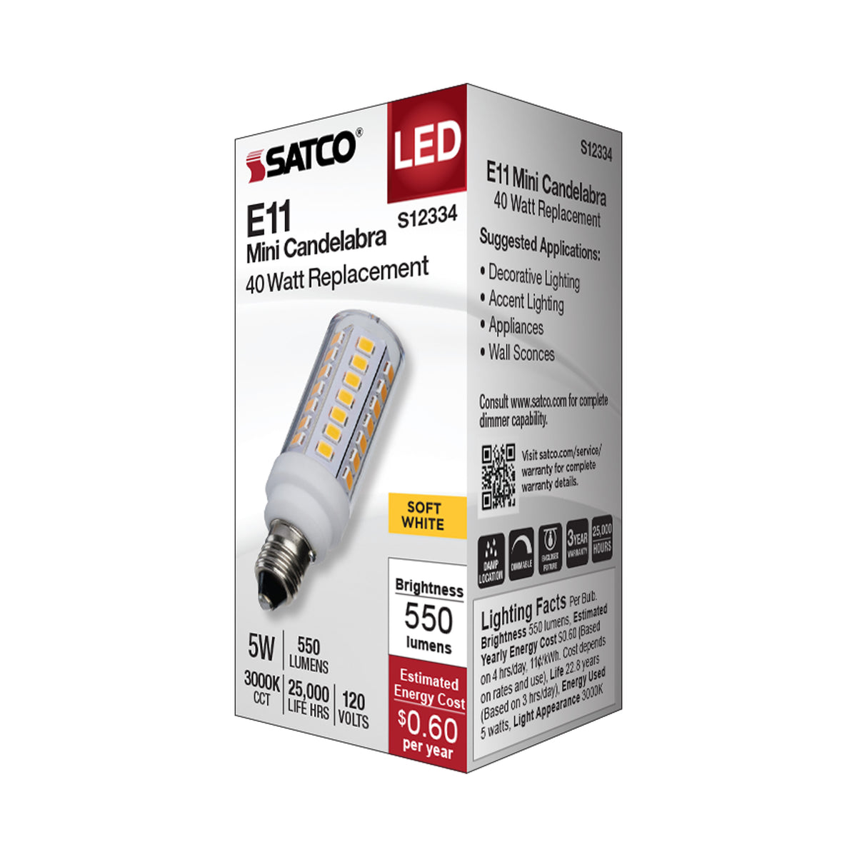 5 Watt T6 LED - Clear Finish - E11 Base - 3000K - 120 Volt
