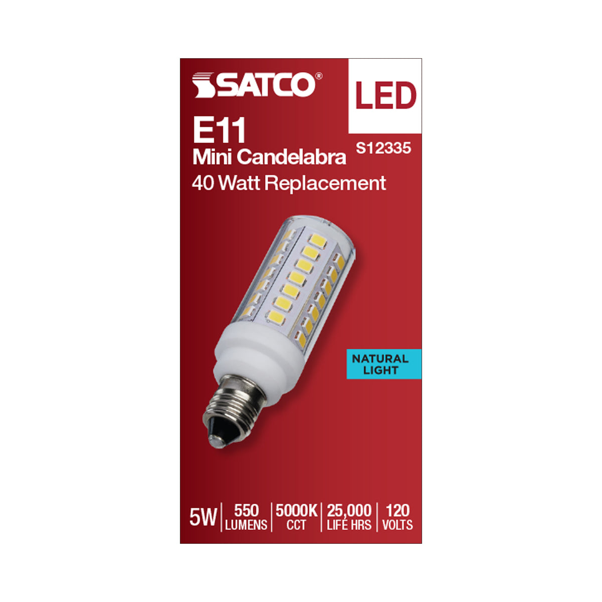 5 Watt T6 LED - Clear Finish - E11 Base - 5000K - 120 Volt