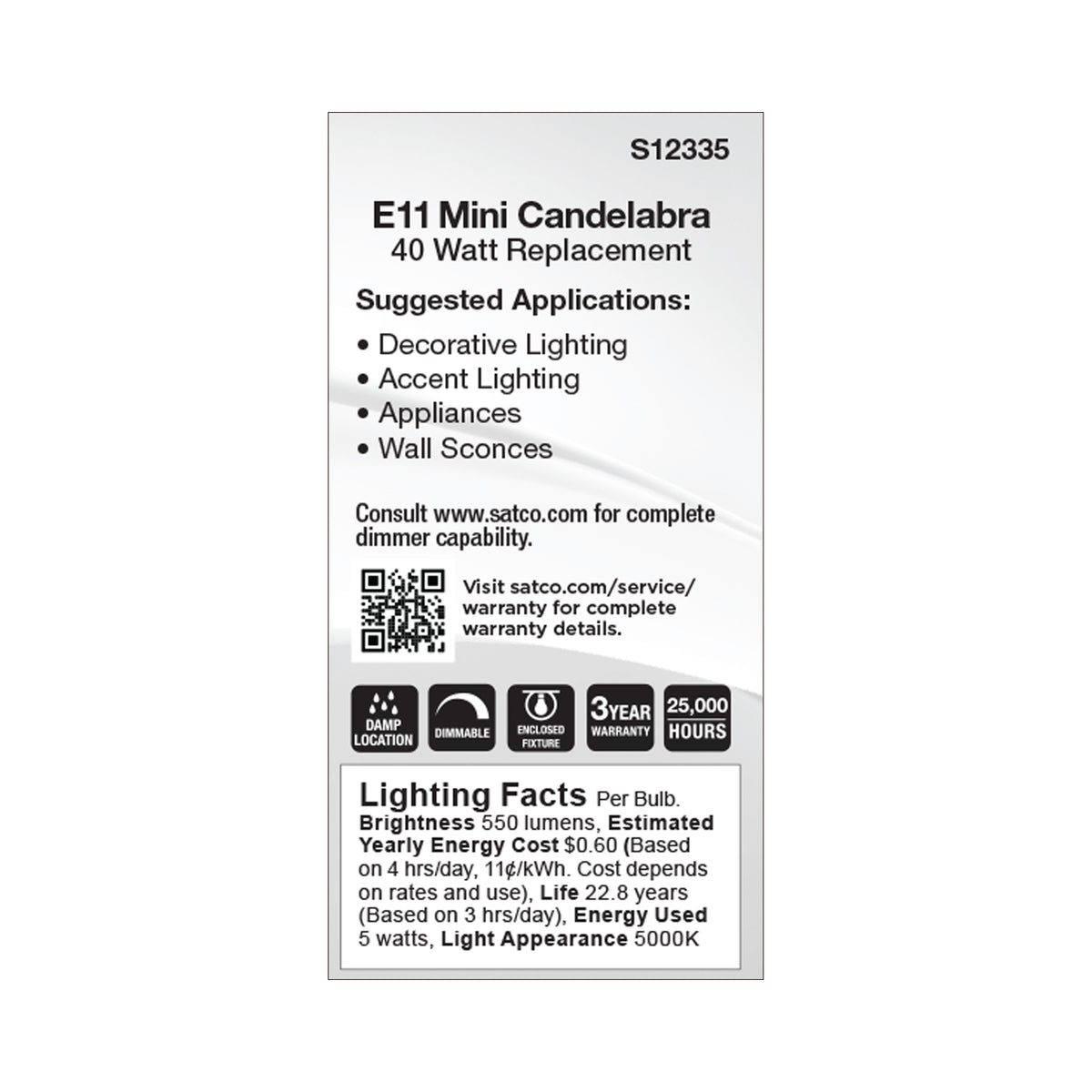 5 Watt T6 LED - Clear Finish - E11 Base - 5000K - 120 Volt