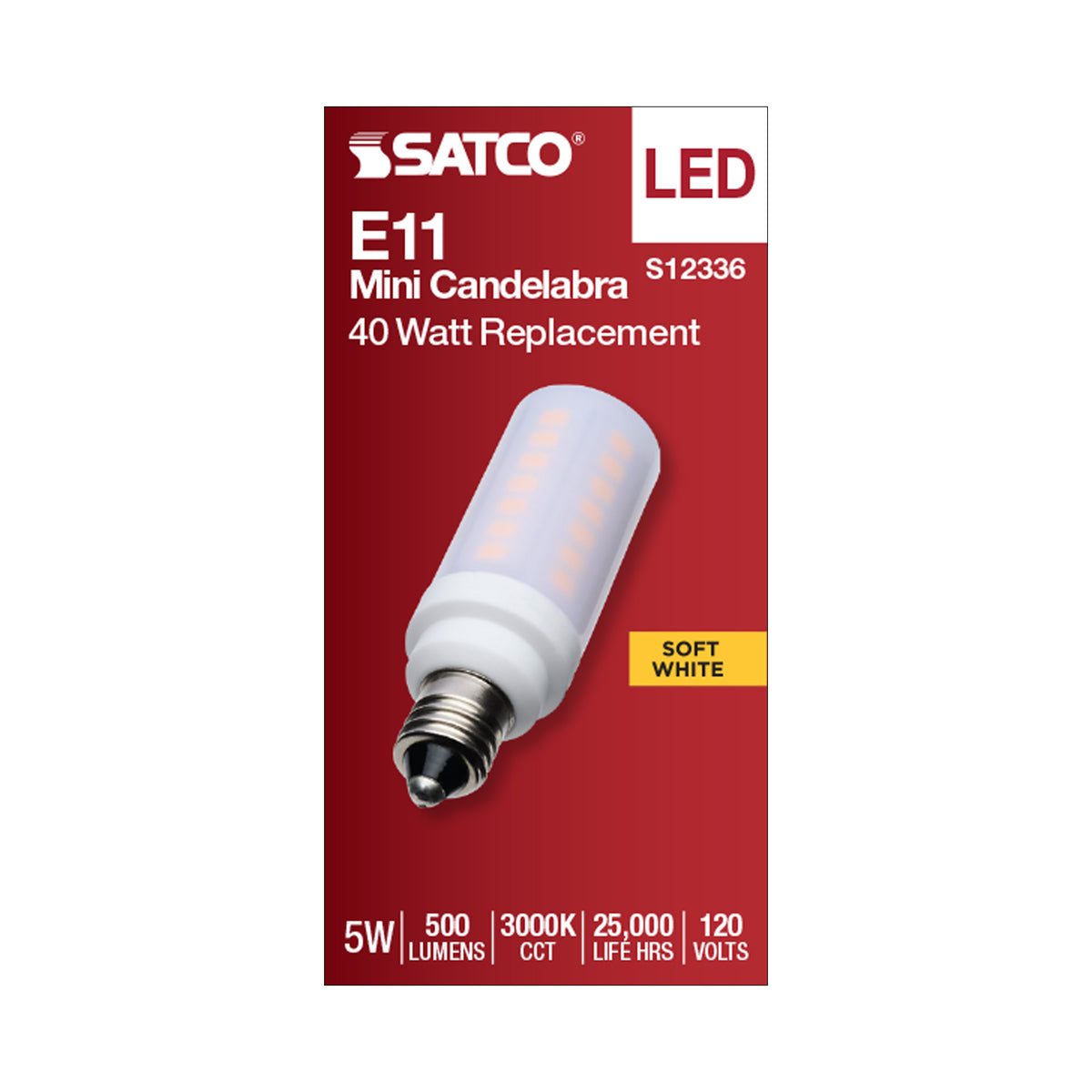 5 Watt T6 LED - Frost Finish - E11 Base - 3000K - 120 Volt