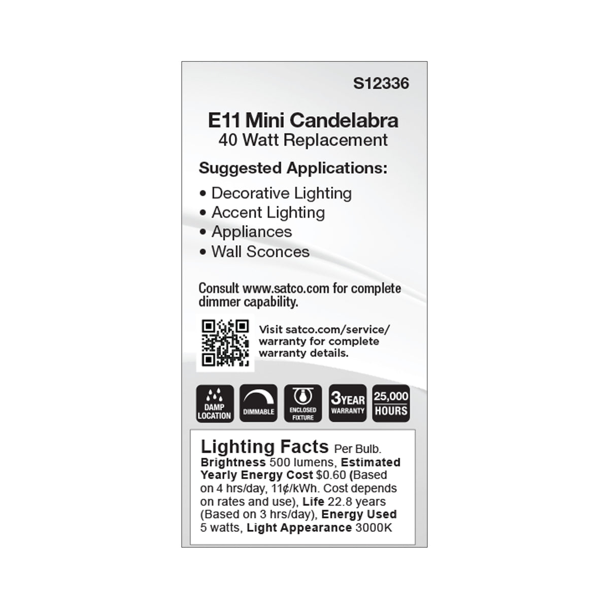 5 Watt T6 LED - Frost Finish - E11 Base - 3000K - 120 Volt