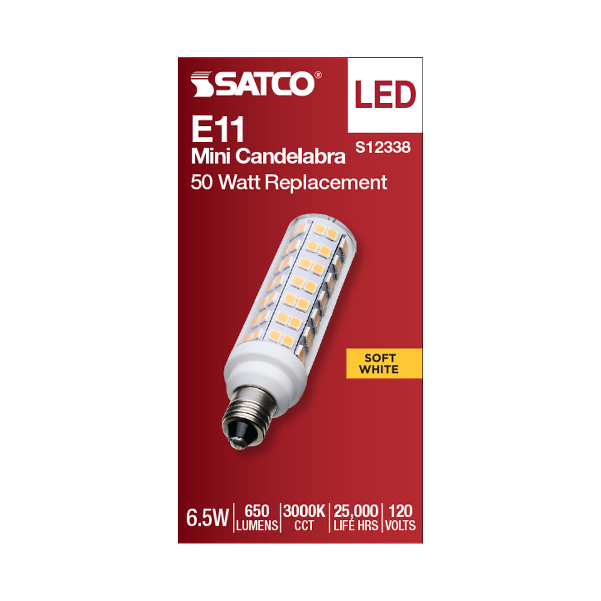 6.5 Watt T6 LED - Clear Finish - E11 Base - 3000K - 120 Volt