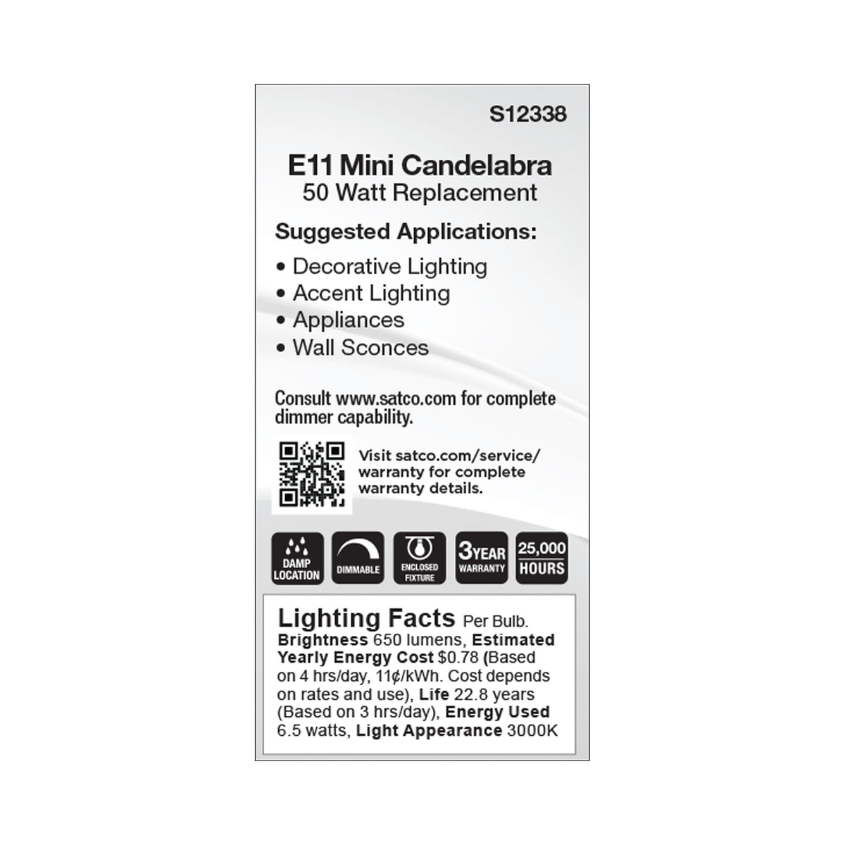 6.5 Watt T6 LED - Clear Finish - E11 Base - 3000K - 120 Volt