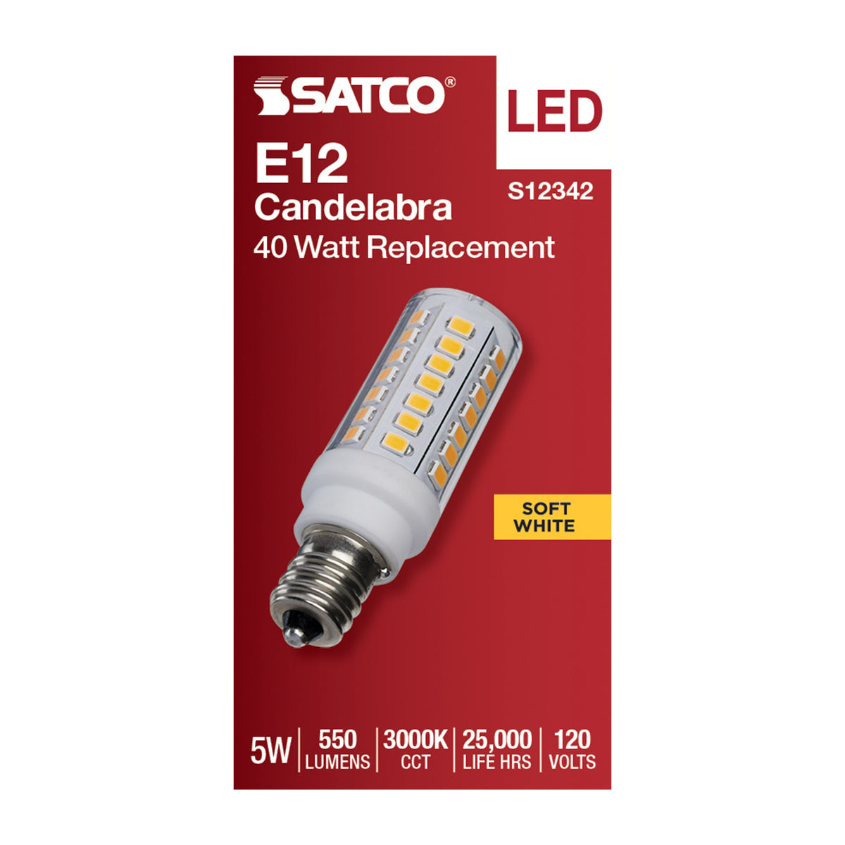 5 Watt T6 LED - Clear Finish - E12 Base - 3000K - 120 Volt