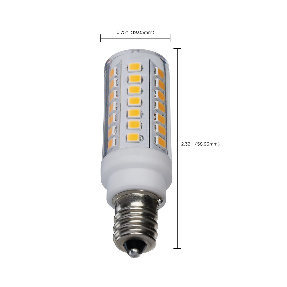5 Watt T6 LED - Clear Finish - E12 Base - 3000K - 120 Volt