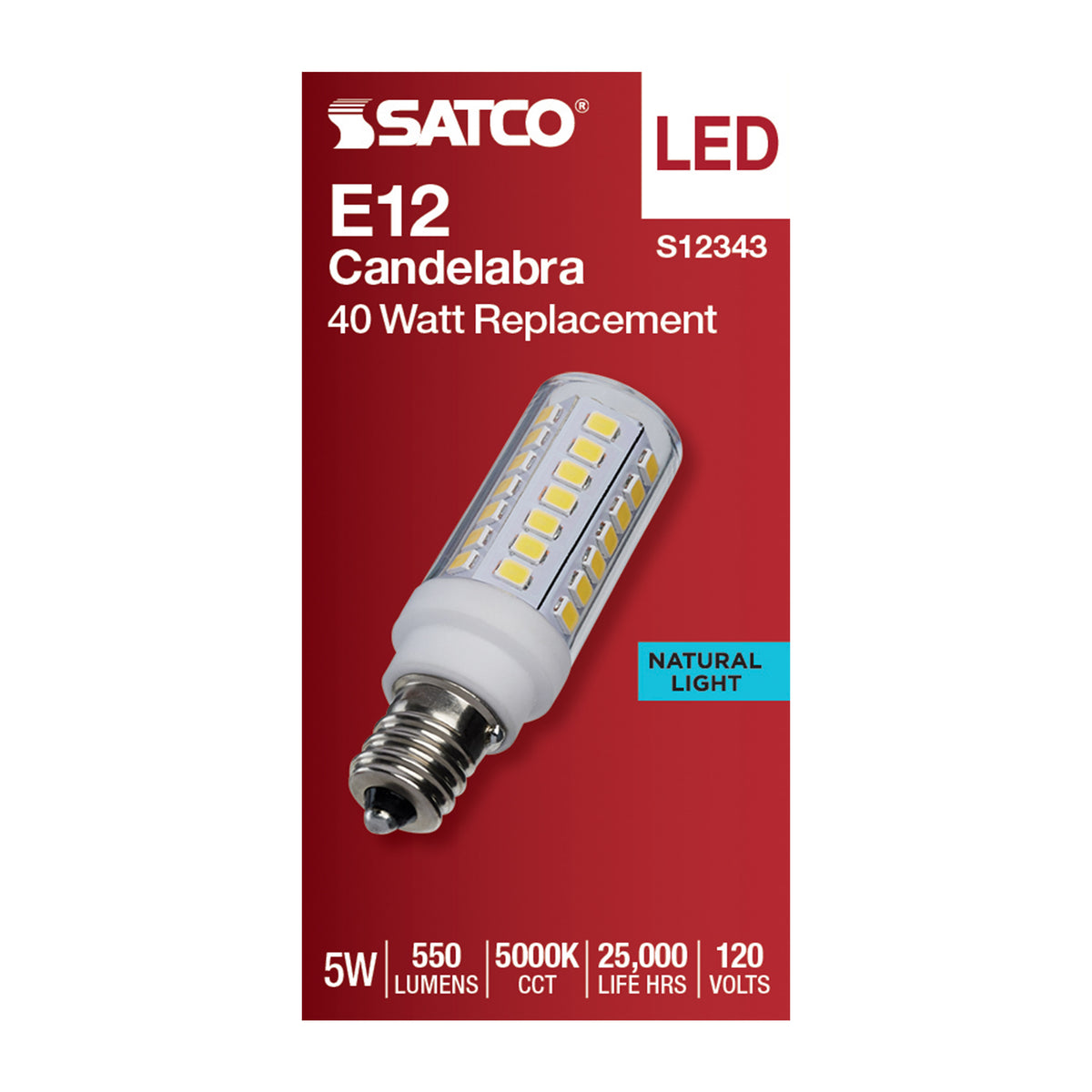 5 Watt T6 LED - Clear Finish - E12 Base - 5000K - 120 Volt
