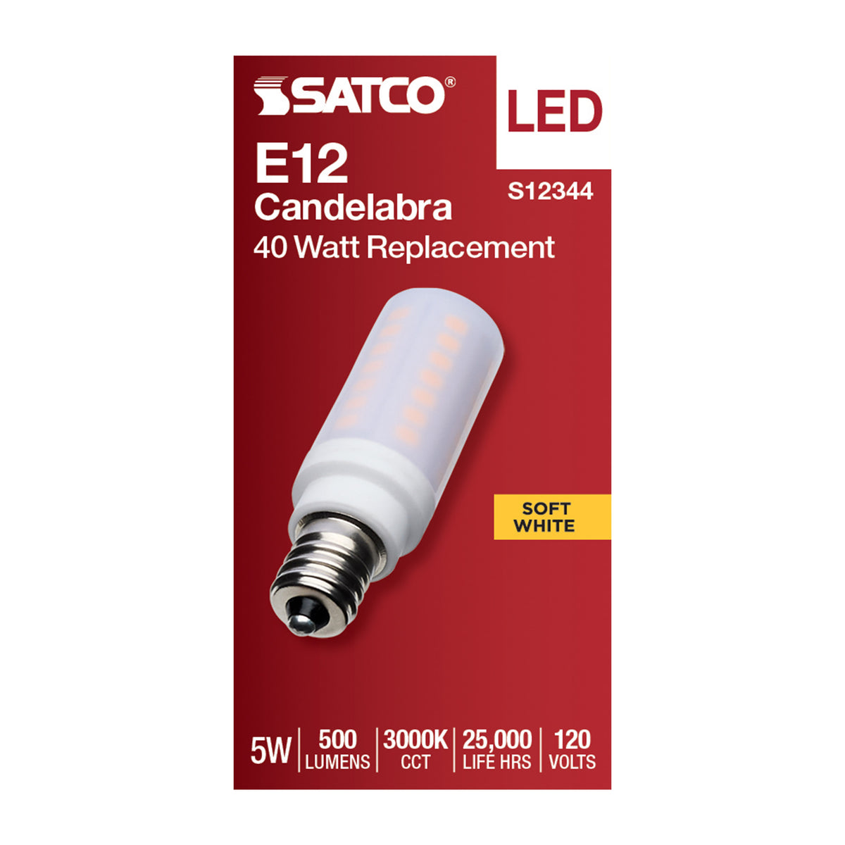 5 Watt T6 LED - Frost Finish - E12 Base - 3000K - 120 Volt