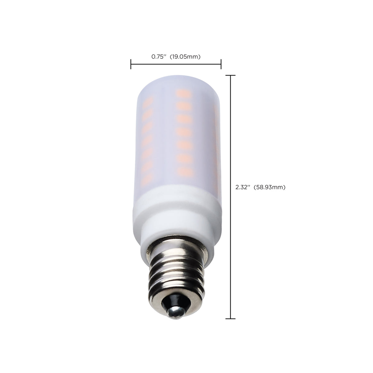 5 Watt T6 LED - Frost Finish - E12 Base - 3000K - 120 Volt