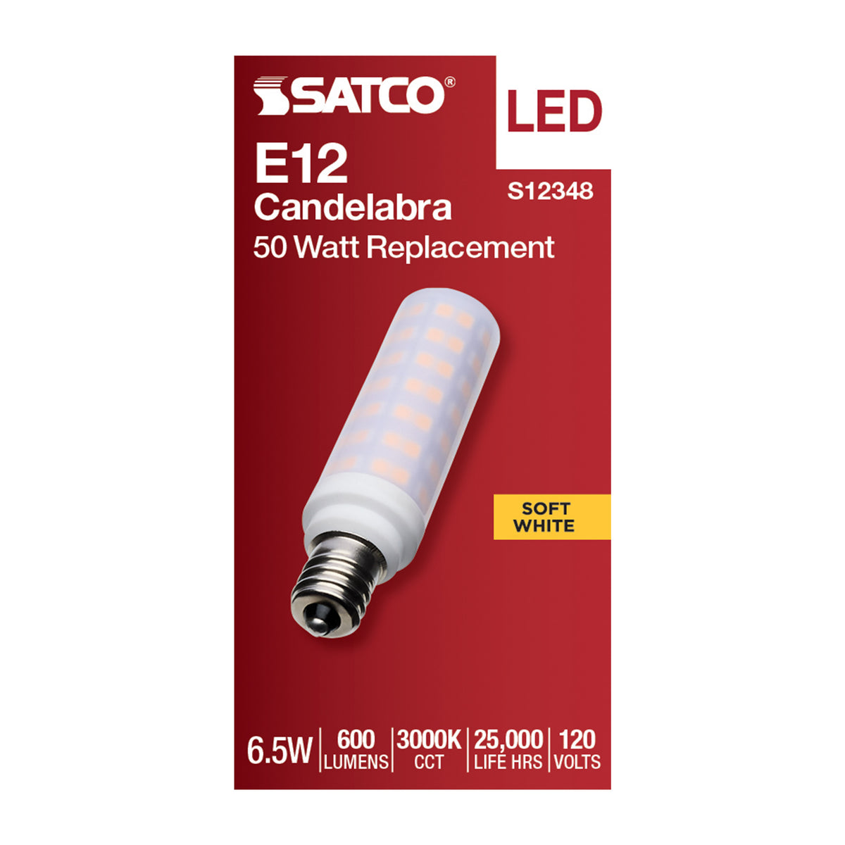 6.5 Watt T6 LED - Frost Finish - E12 Base - 3000K - 120 Volt
