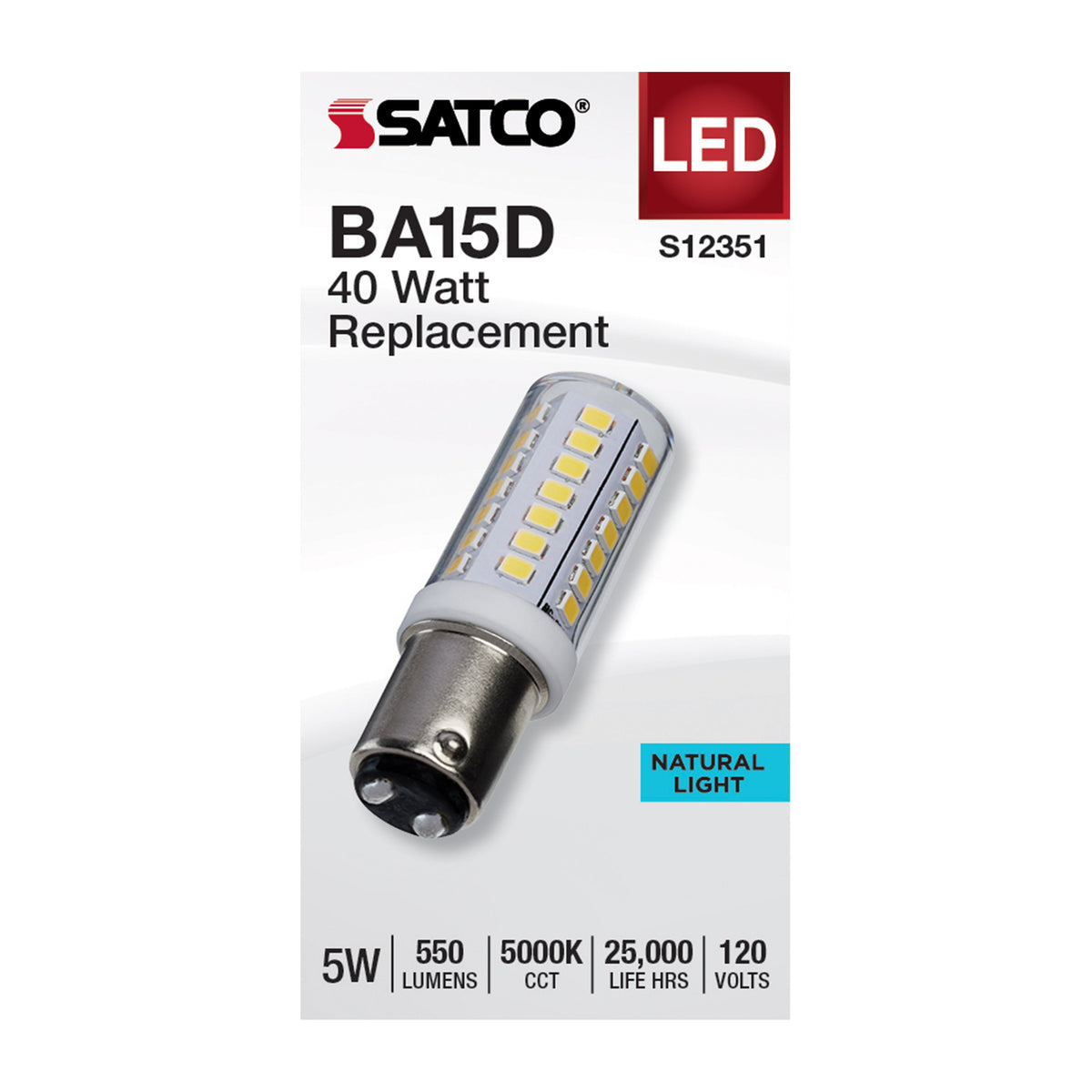 5 Watt T6 LED - Clear Finish - DC Base - 5000K - 120 Volt