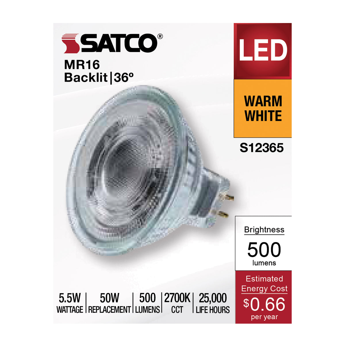 5.5 Watt MR16 LED Floodlight - 2700K CCT - GU5.3 Base - 12 Volt
